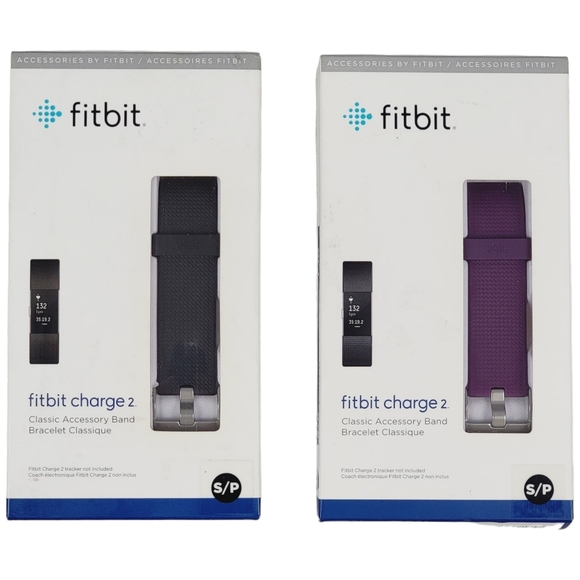 Fitbit Charge 2 Classic Accessory Band Set of 2 Size S/P Colors Black & Purple - Picture 4 of 10